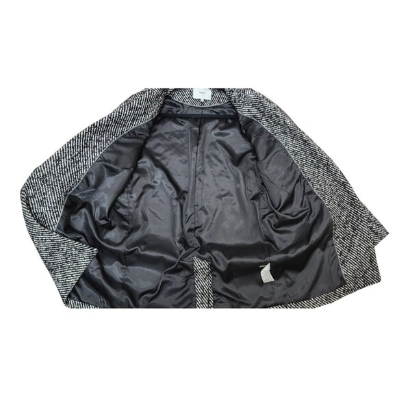 SUNCOO Paris Manteau Edison Coat Jacket T1 Women Black White Tweed Wool Blend - Picture 9 of 16